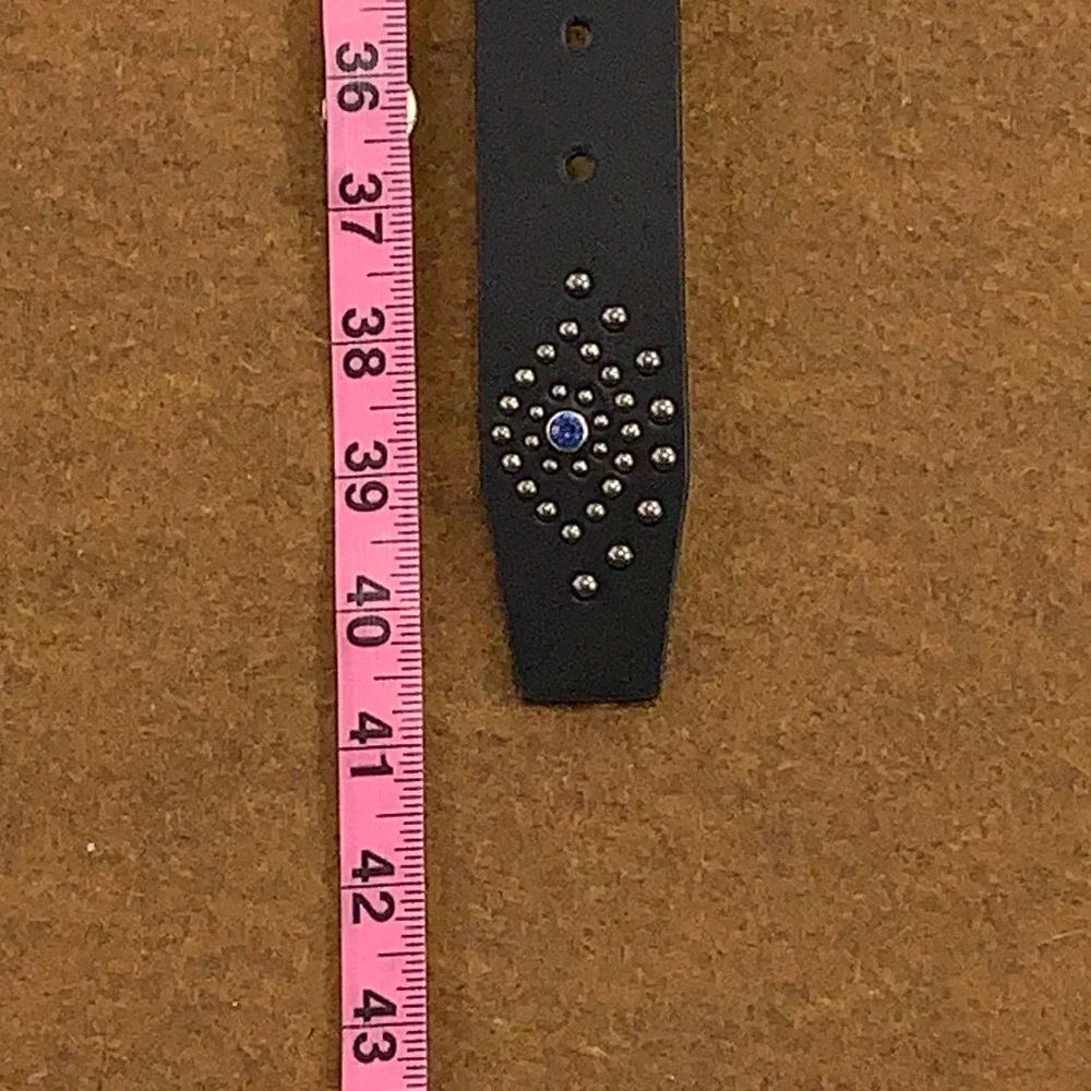 KidSuper Mens L/XL 34-40 Black Studded Rhinestone Evil Eye Leather Belt